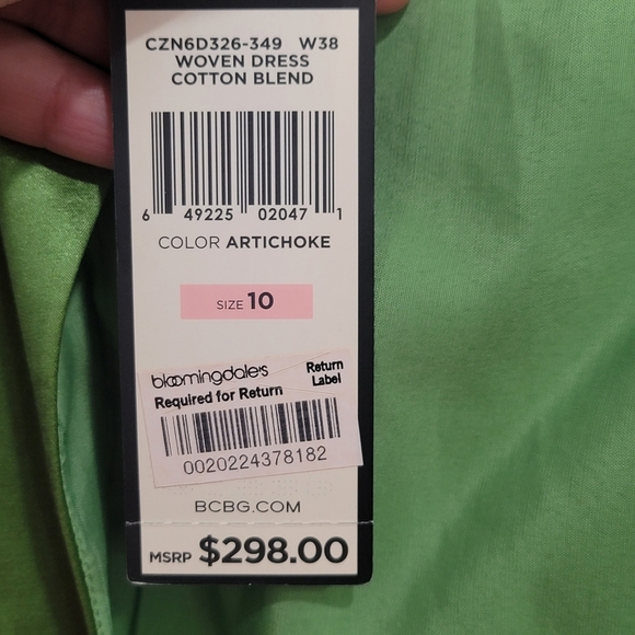 BCBG Max Azria jewel neck silk party cocktail green mini dress NYE 10 Medium - Picture 11 of 16